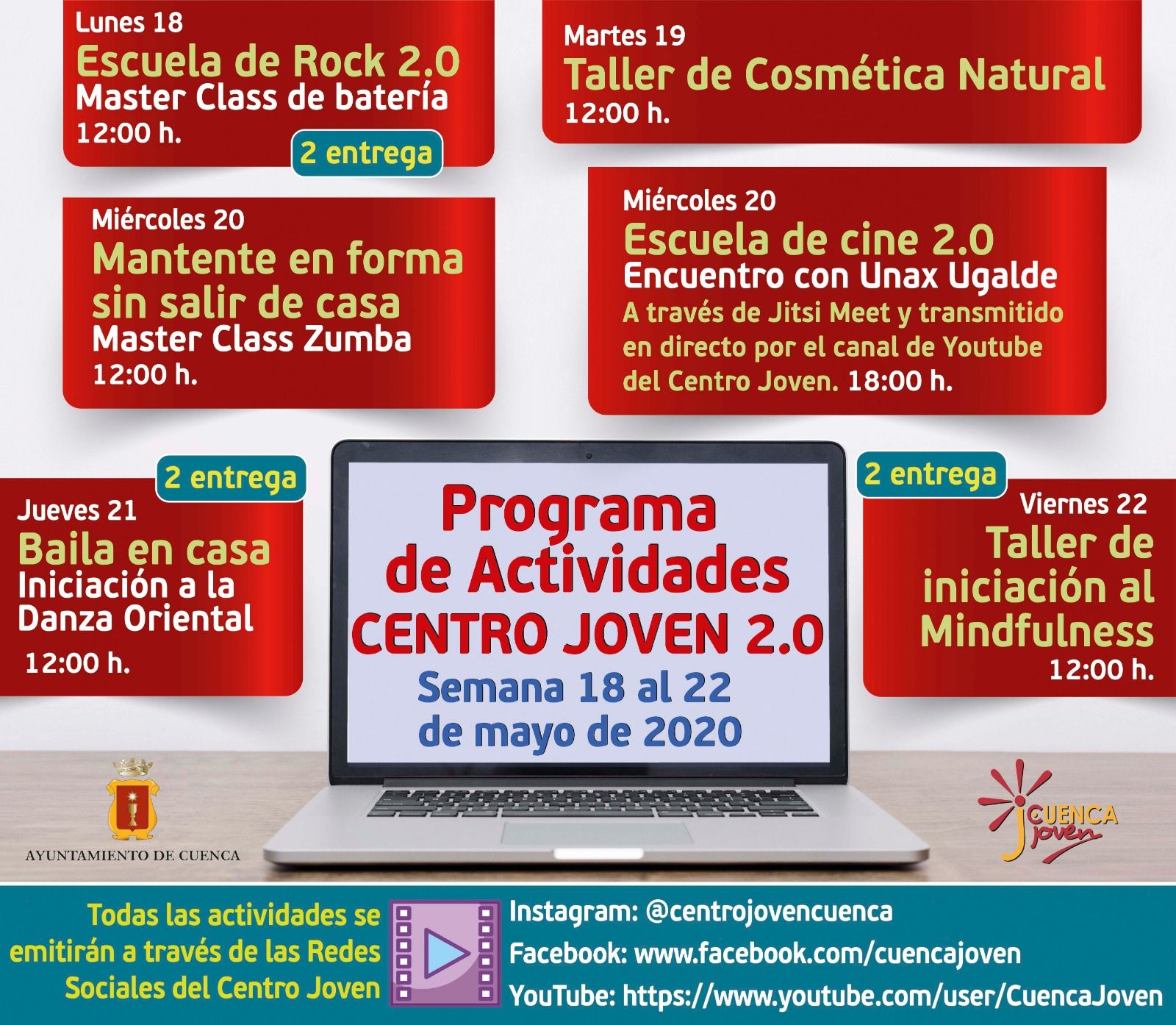 El Centro Joven de Cuenca programa un encuentro con el actor Unax Ugalde y actividades de música, danza oriental, zumba y bienestar