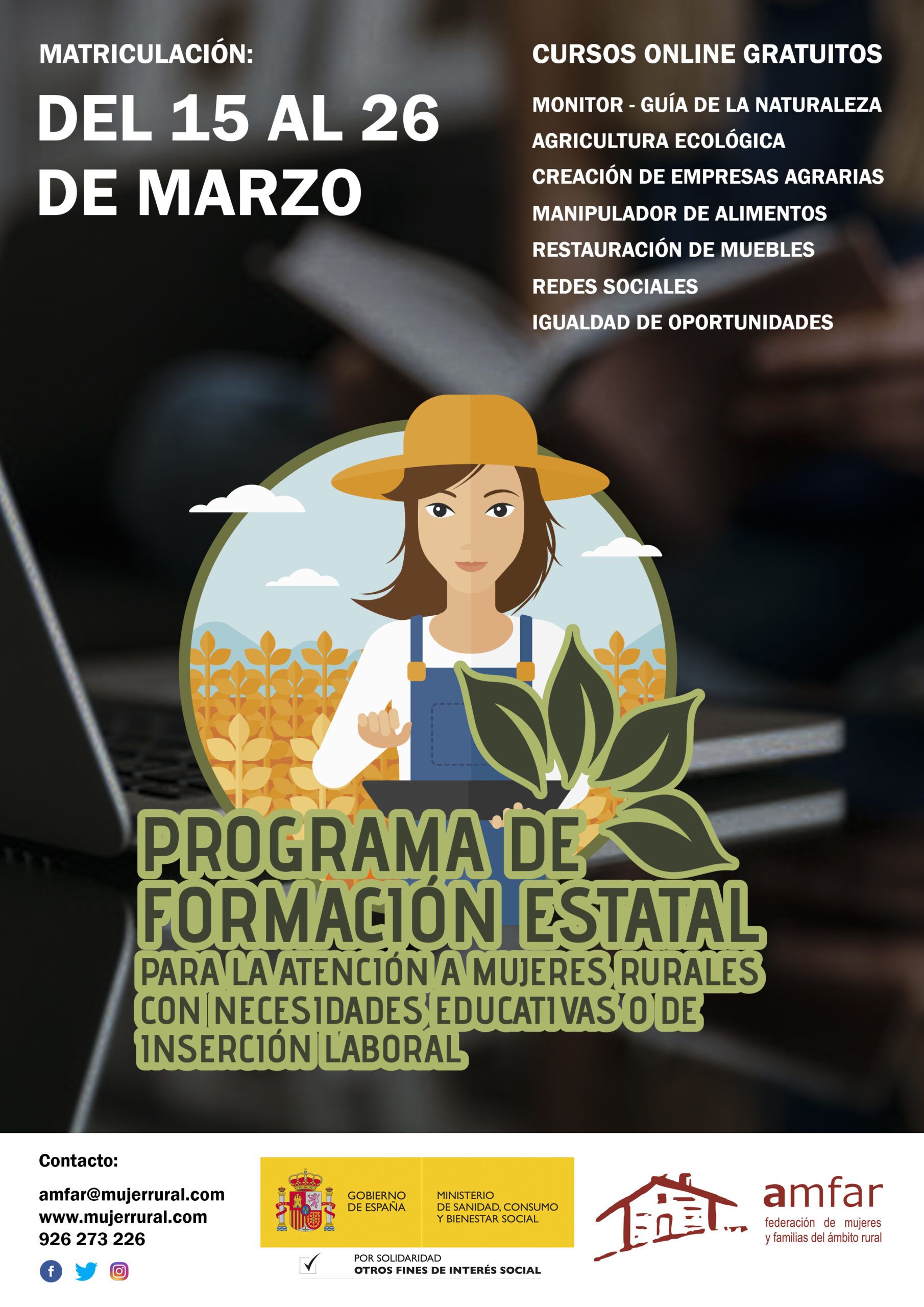 AMFAR abre desde hoy la inscripción para siete cursos online gratuitos