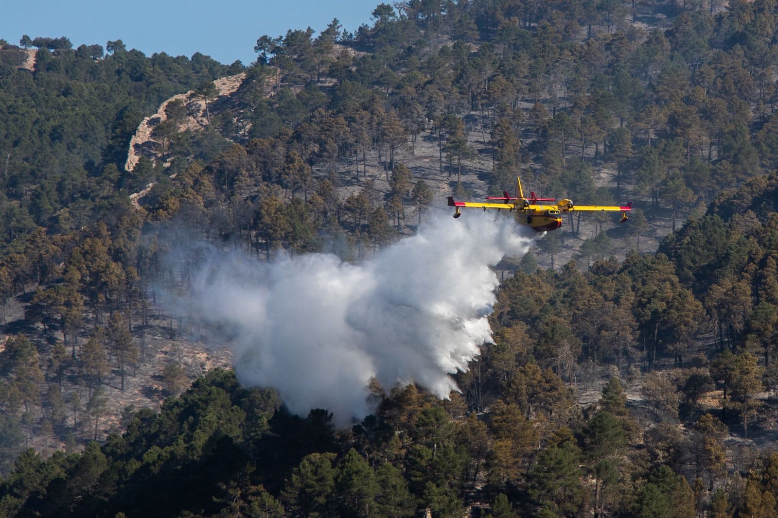 El Gobierno de Castilla-La Mancha colabora en la extinción de los incendios forestales de Ávila y Extremadura con cuatro medios aéreos