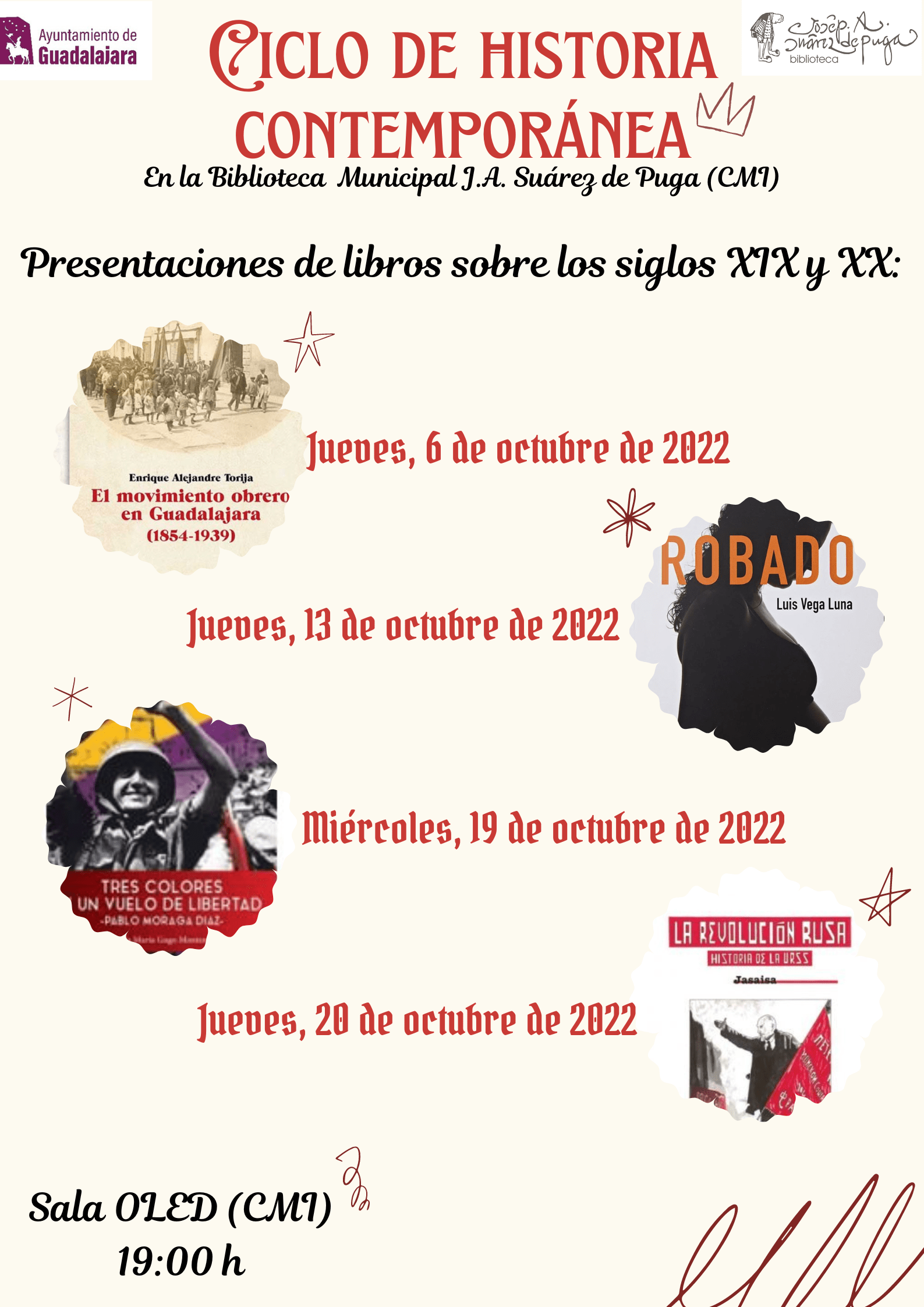Hoy se inicia en la Biblioteca Municipal un Ciclo de Historia Contemporánea con presentaciones de libros enmarcados en los siglos XIX y XX